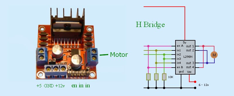 14m2 h bridge and 2 leds